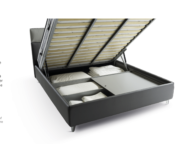 Letto contenitore matrimoiale Skat in ecopelle bianco ottico