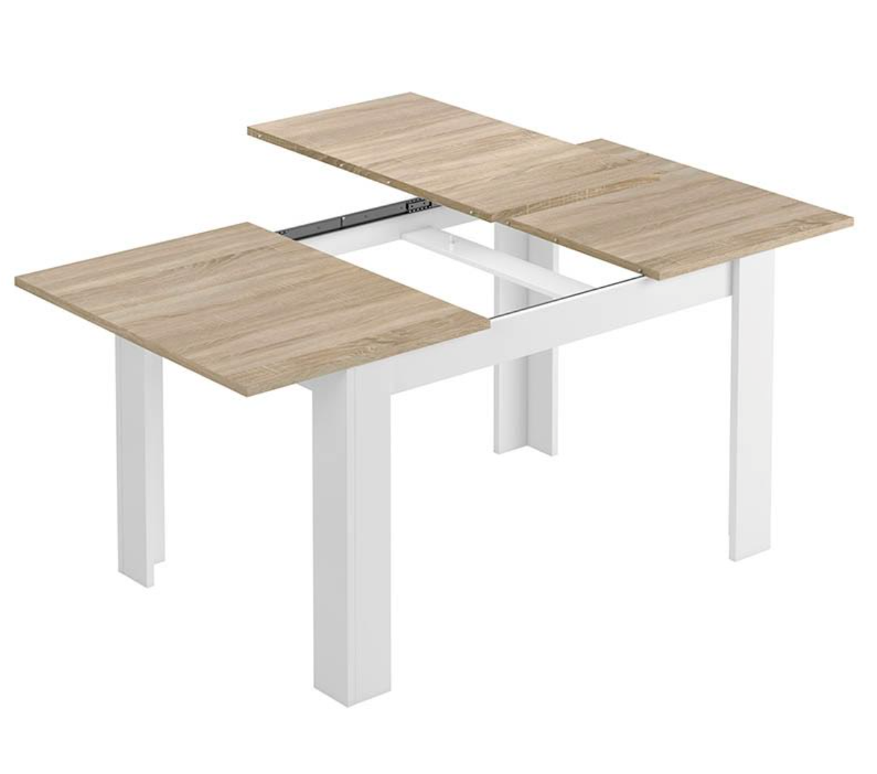 Tavolo da pranzo allungabile, finitura Bianco Artik e Cemento