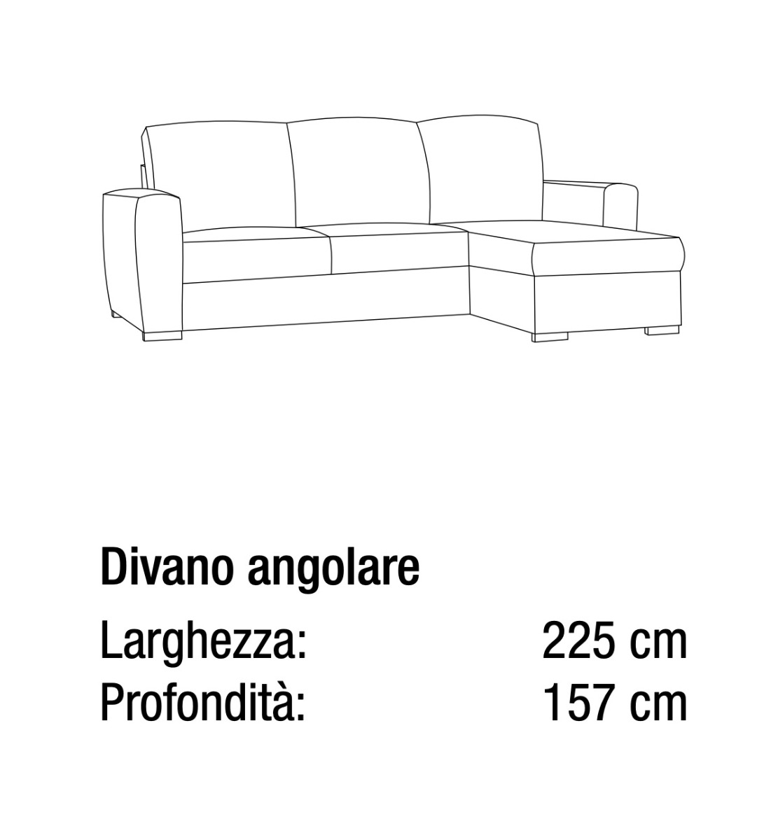 Divano moderno ad angolo, Marmolada, 3 posti, made in Italy