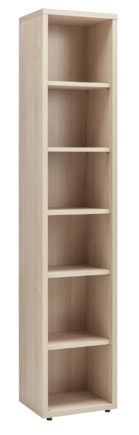 Libreria stretta Leonardo con 5 ripiani in finitura Rovere