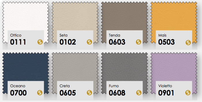 Letto matrimoniale Irina con inserto in ecopelle  in finitura Bucaneve