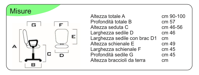 Poltrona operativa da ufficio con schienale curvo, Nera