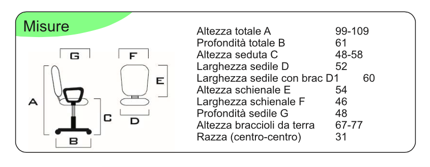 Poltrona operativa da ufficio Nera con schienale Nero