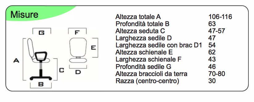 Poltrona direzionale con braccioli, Blu