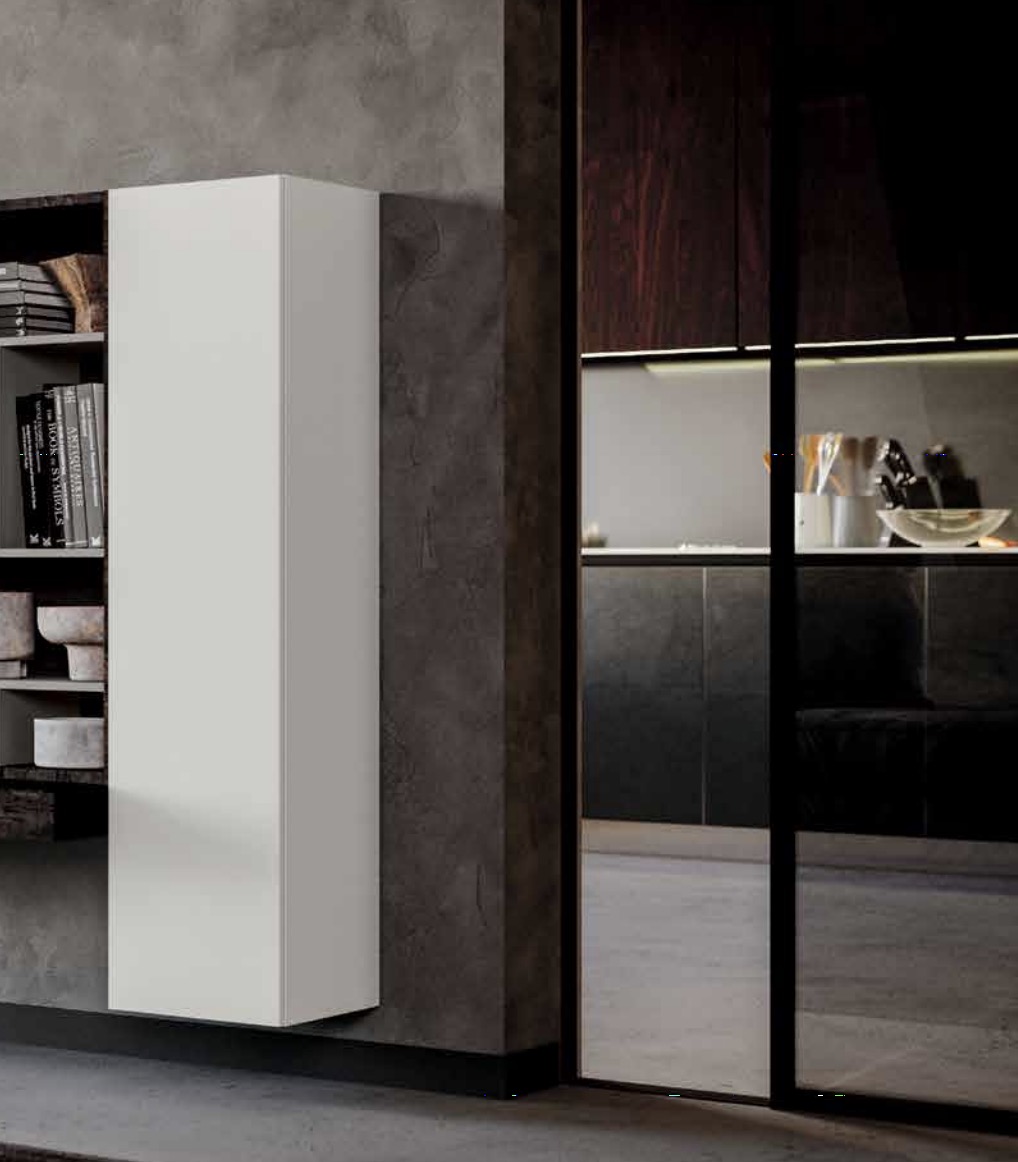 Pensile verticale battente, colore bianco opaco, made in Italy