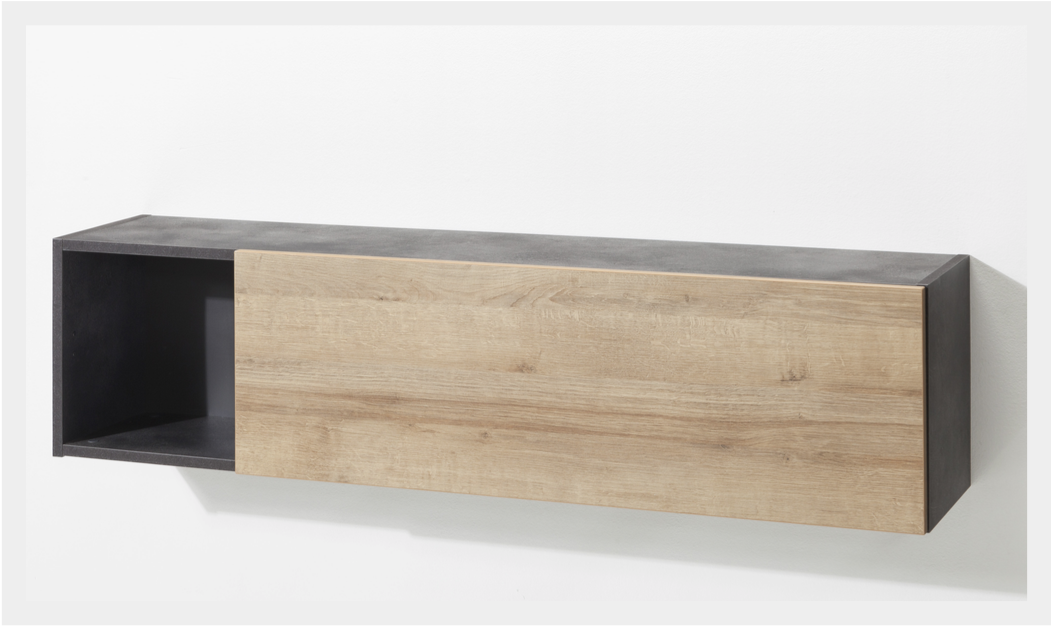 Pensile / colonna industry in finitura Rovere e Grigio smoke