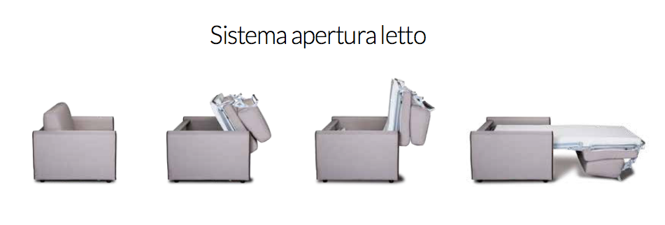 Divano letto moderno a 3 posti in finitura Antracite