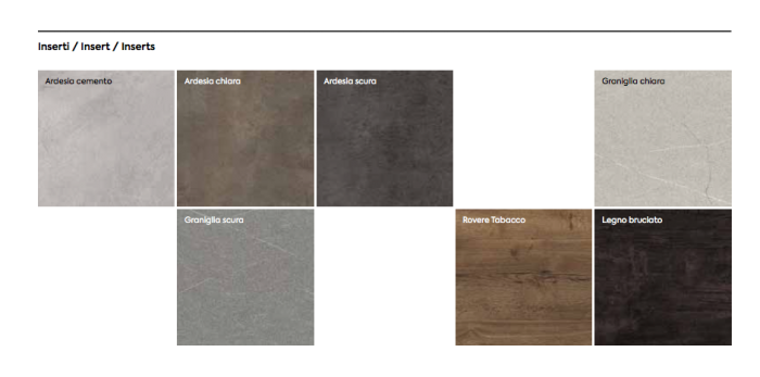 Coppia di comodini sfasati Palawan in finitura Grigio, Bianco con top in Marmo nero