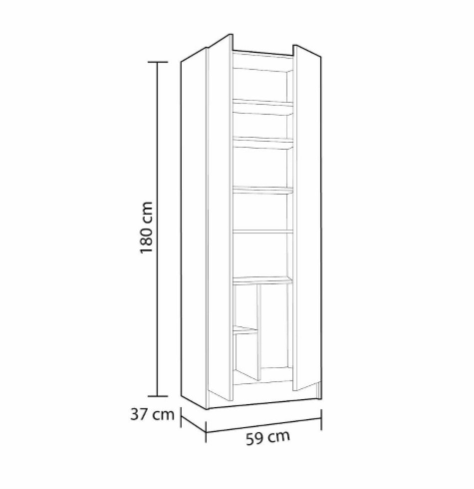 Armadio multiuso con ripiani, 2 ante, finitura bianca