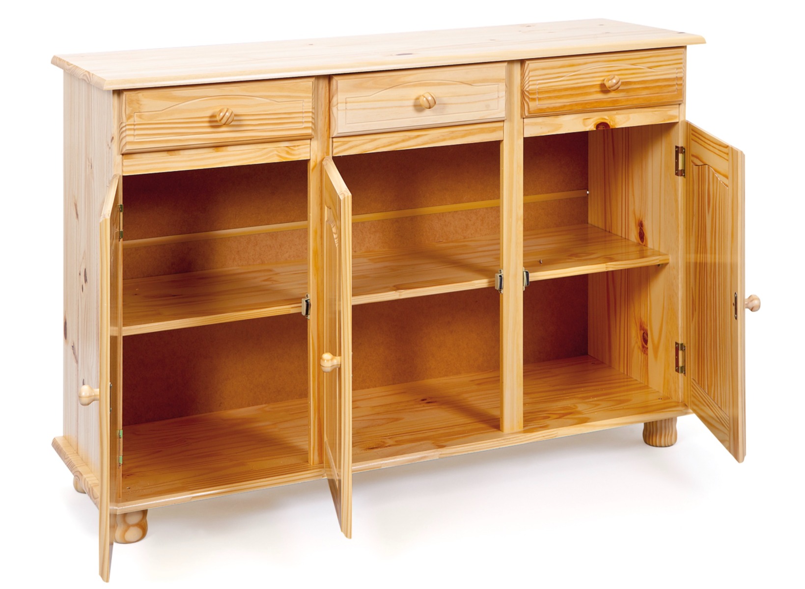 Credenza Moderna, Madia di Design, 3 Ante e 3 Cassetti, Pino