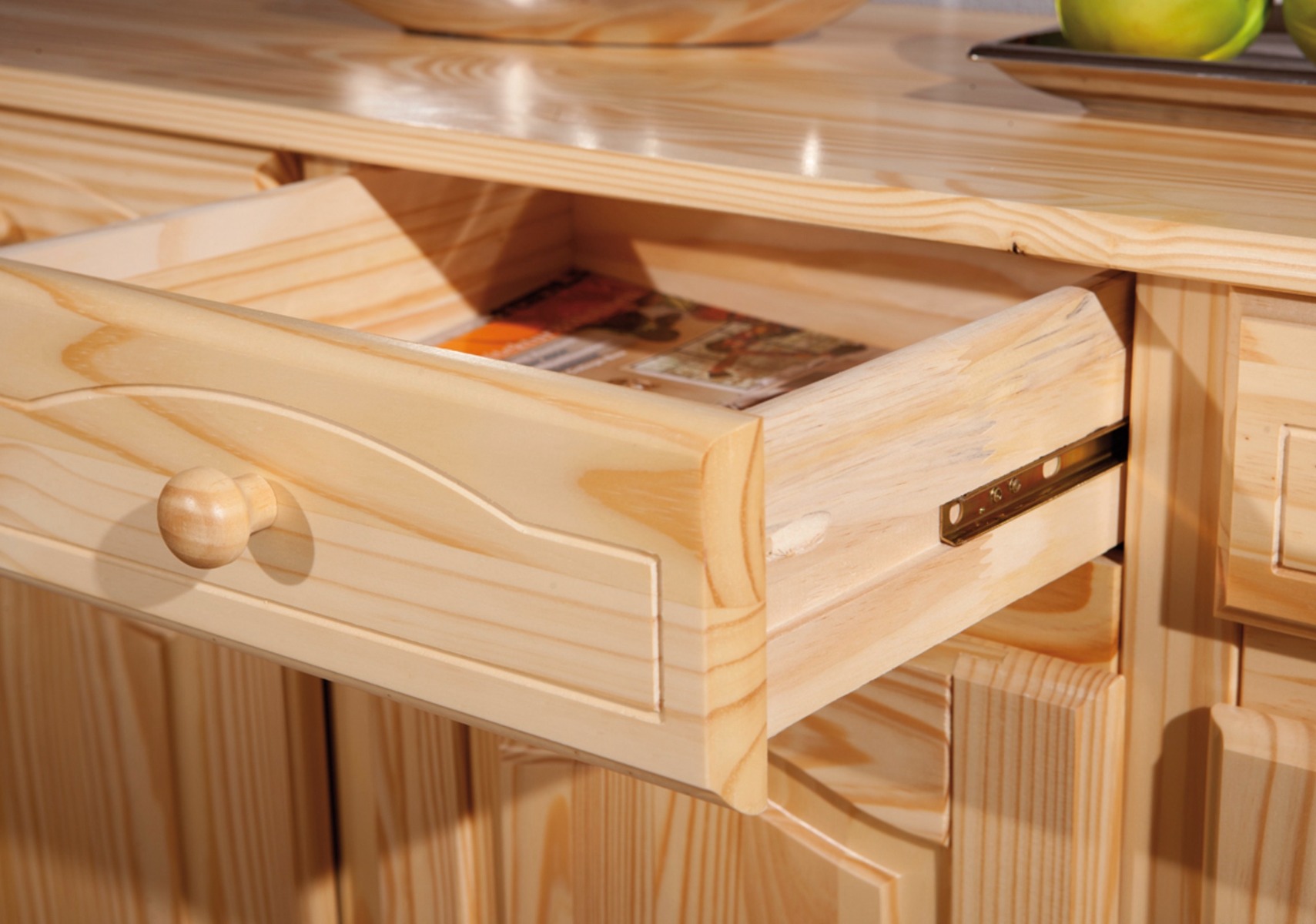 Credenza Moderna, Madia di Design, 3 Ante e 3 Cassetti, Pino