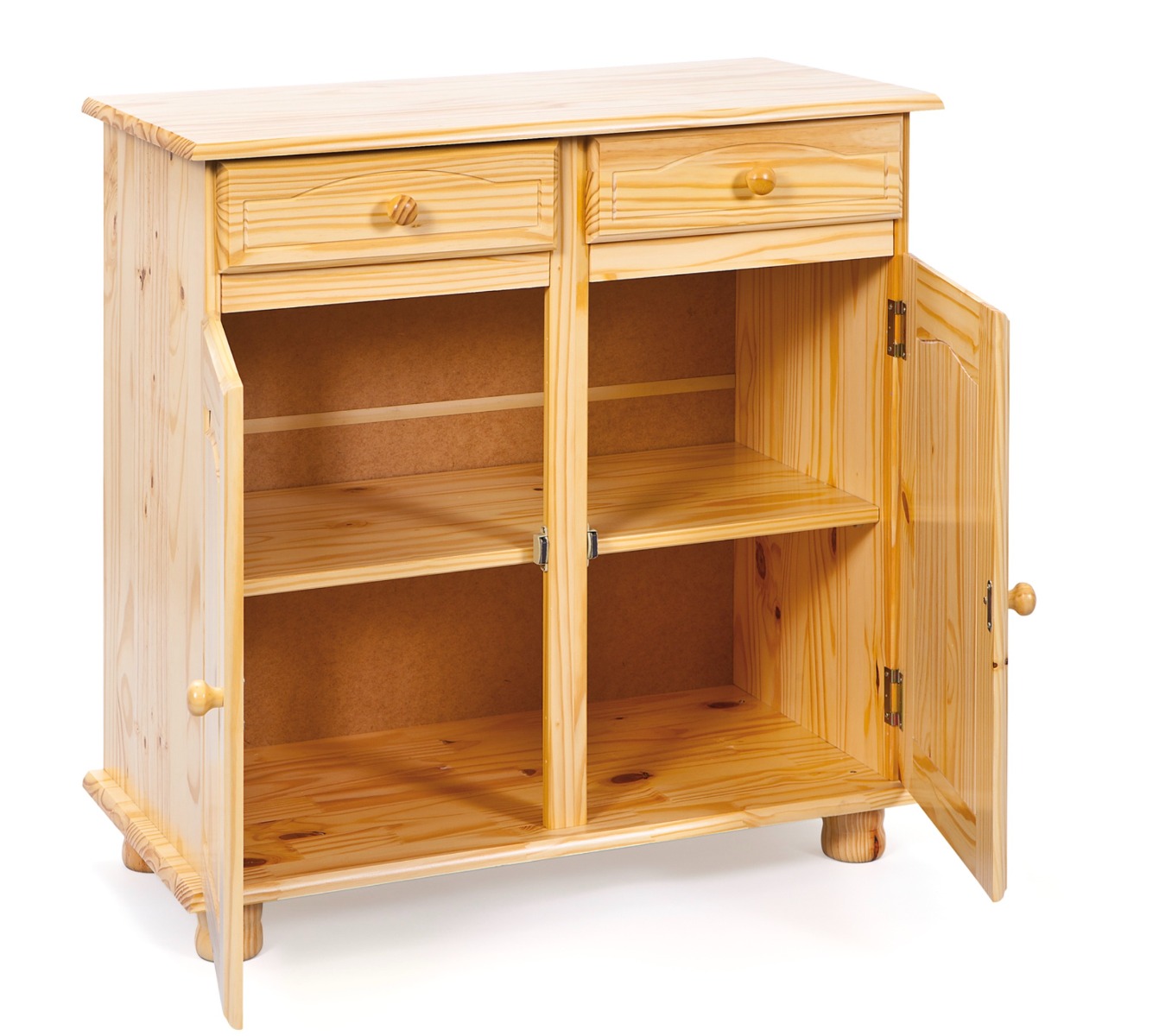 Madia due ante + due cassetti in legno massiccio / naturale