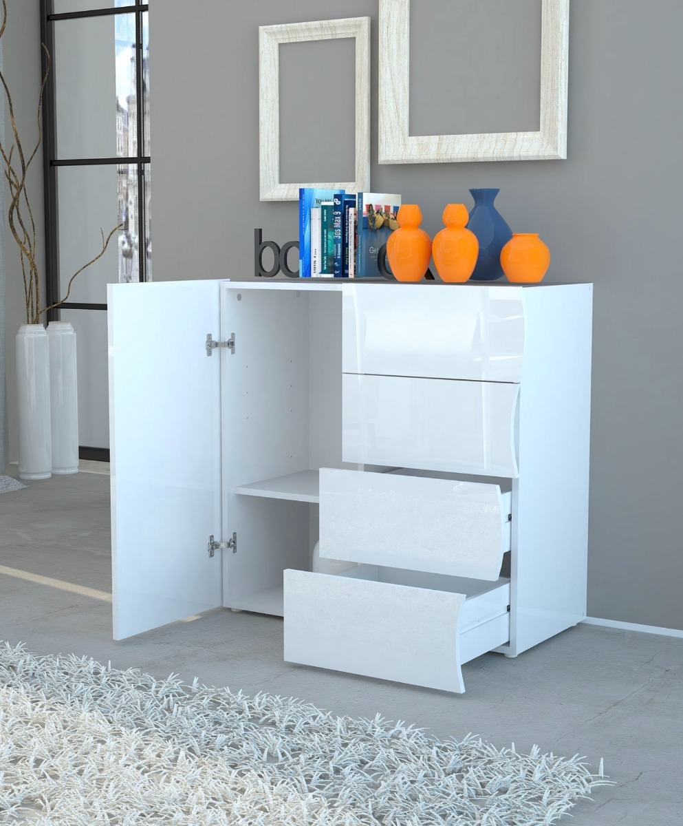 Madia 4 cassetti e 1 anta sagomati, linea onda