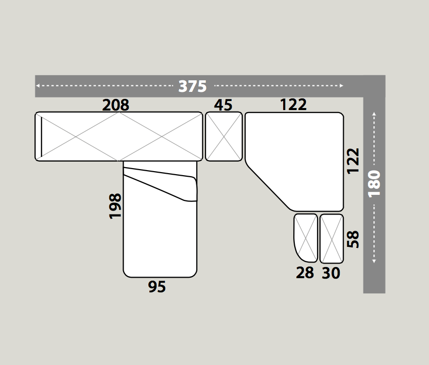 Camerette bambina, camera a ponte con cabina in Peonia, Gessato cenere e Bianco frassino