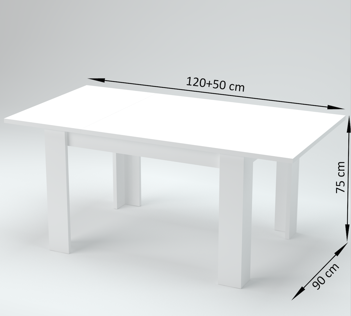 Tavolo moderno per interni, completo di allunga, finitura Cemento L.120