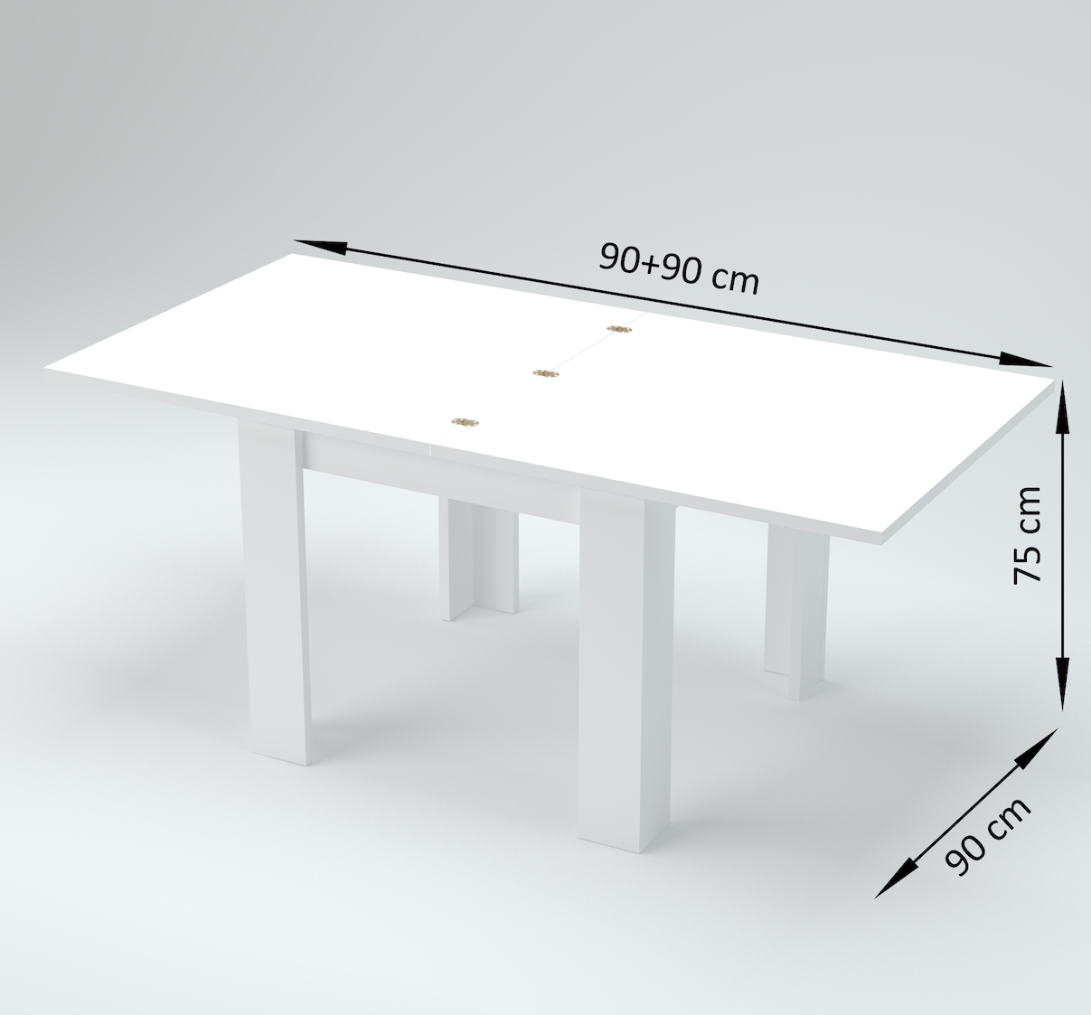 Tavolo moderno 90x90 apertura a libro, finitura Larice Bianco