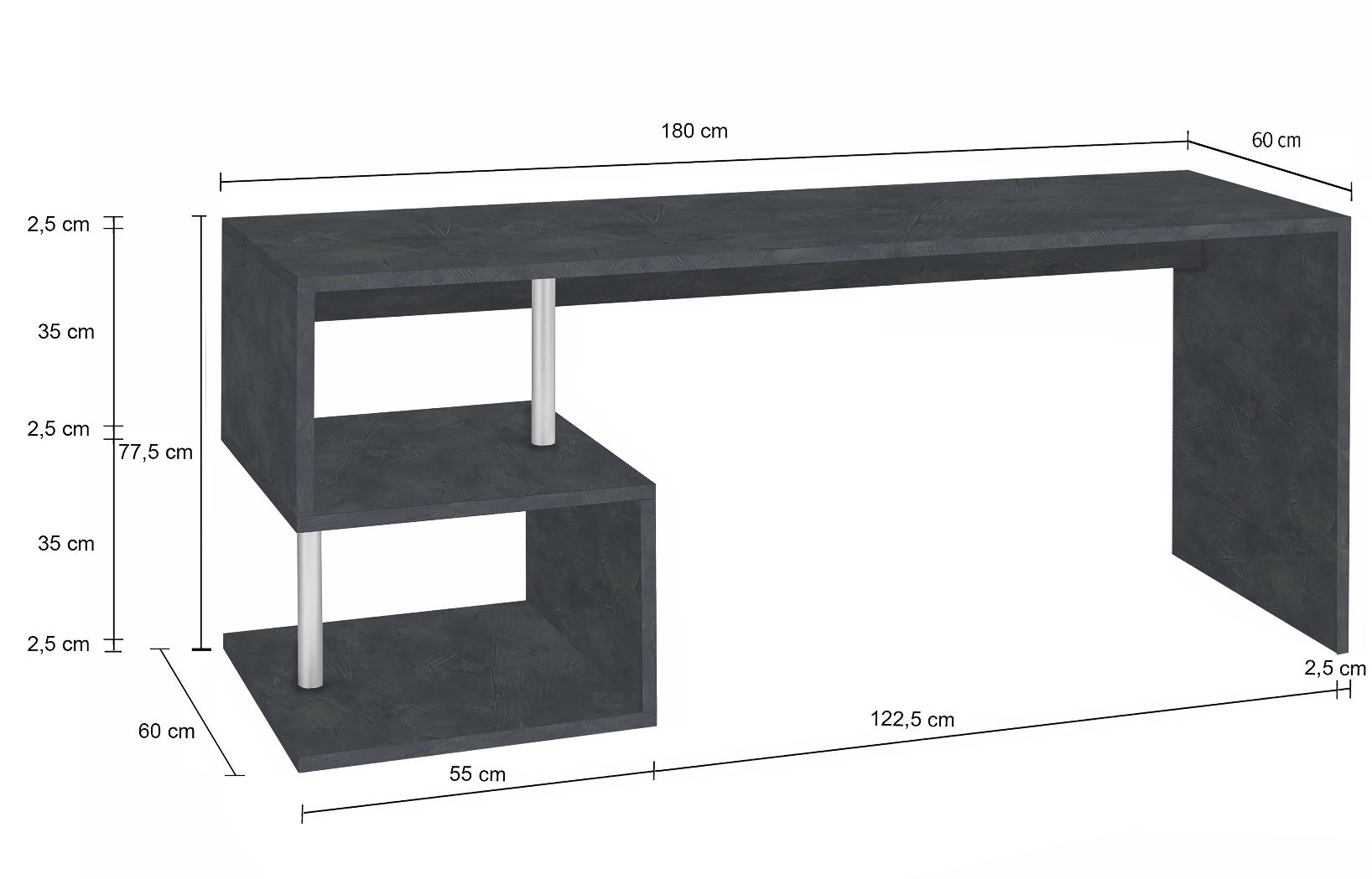Scrivania ardesia dal design moderno, L.180