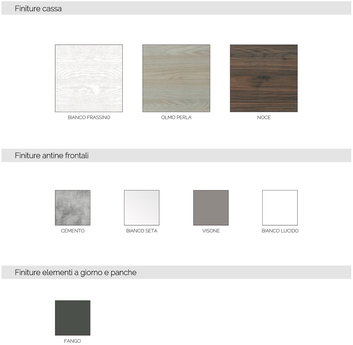 Parete attrezzata moderna, in finitura Noce, frontali in Bianco Seta e Visone