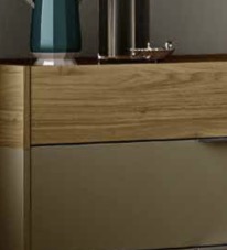 Comò moderno 3 cassetti, in finitura Noce Biondo e Grigio Argento