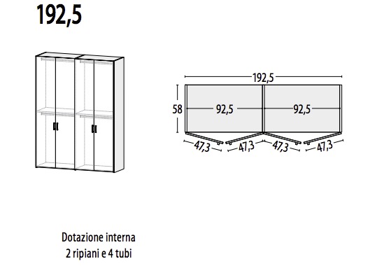 Armadio camerette Moretti Compact, Bianco frassino e Olmo