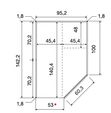 Cameretta con armadio ad angolo, finitura Bianco altea, Grigio seta e Orzo