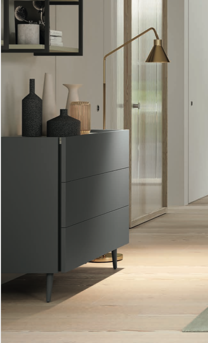 Comò moderno con 3 cassetti in finitura Grigio titanio