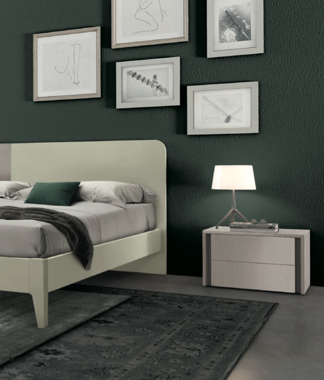 Offerta coppia di comodini moderni 2 cassetti in finitura Rovere dorian