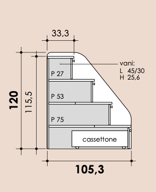 Letto soppalco per camerette, finitura Ciliegio bianco e Albicocca