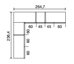 Cameretta a ponte angolare, finitura Argilla, Bronzo e Bianco altea