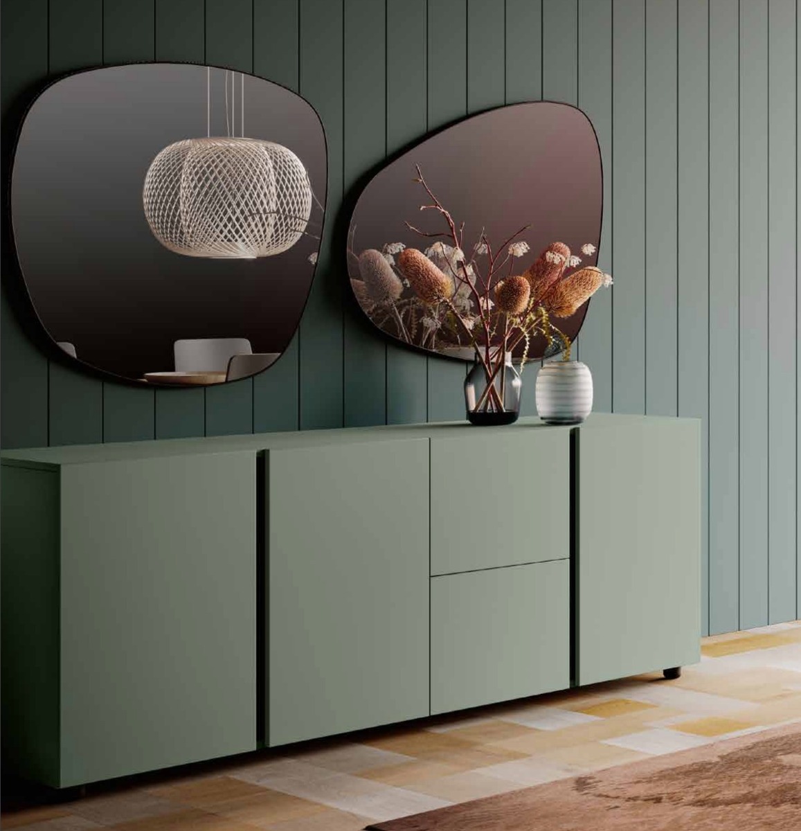 Madia 3 ante 2 cassetti in finitura Agave