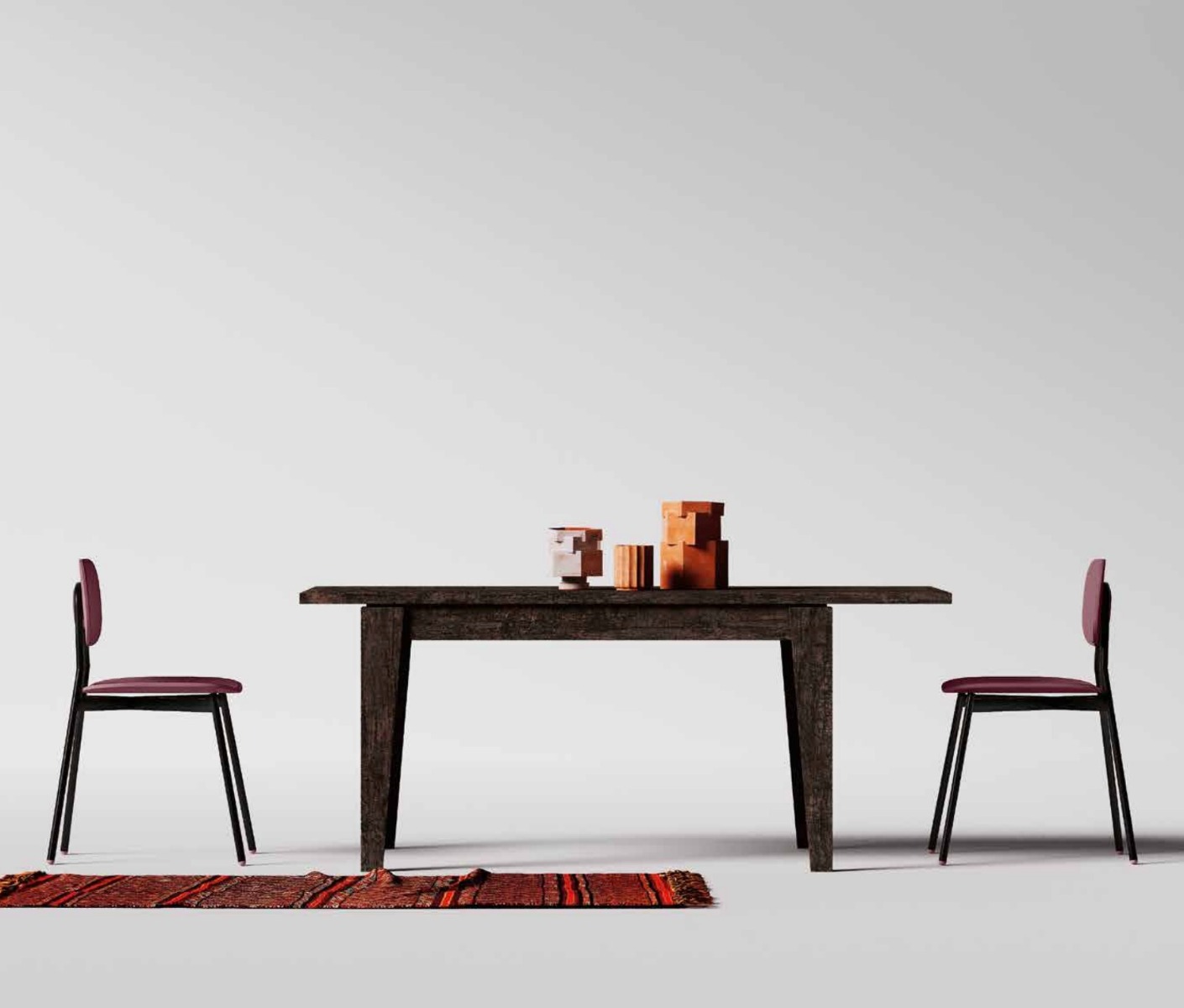 Tavolo di design L.130 allungabile, color quercia, Made in Italy