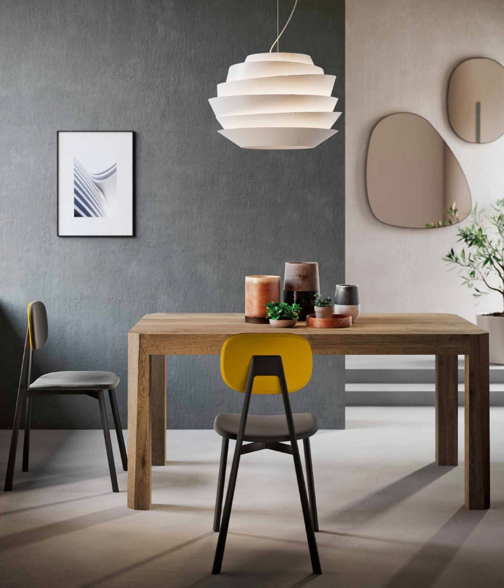 Tavolo di design L.160 allungabile, colore rovere tabacco, Made in Italy