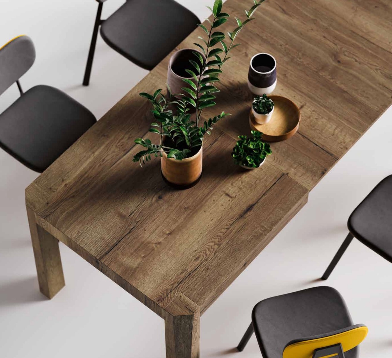 Tavolo di design L.160 allungabile, colore rovere tabacco, Made in Italy