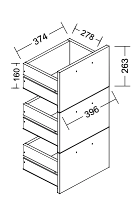 Madia multiuso 2 ante 3 cassetti in finitura Bianco lucido