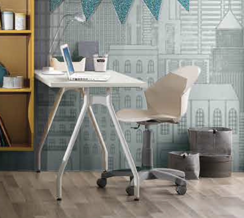 Scrivania lineare Made in Italy, colore Betulla, L.120