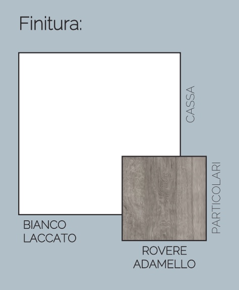 Vetrina 4 ante, bianco lucido e rovere adamello, made in Italy