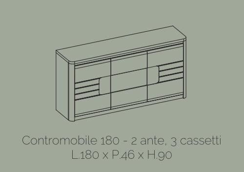 Madia 2 ante e 3 cassetti, bianco laccato e grigio, made in Italy