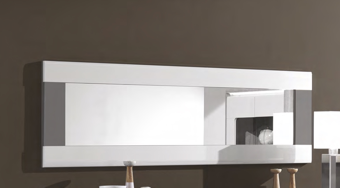 Madia 2 ante e 3 cassetti, bianco laccato e grigio, made in Italy