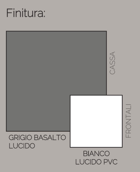 Colonna vetrina 1 anta, grigio basalto lucido e bianco lucido, made in Italy