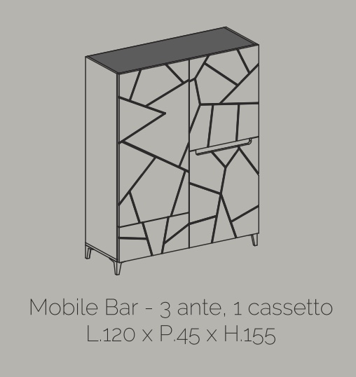 Madia alta 3 ante, 1 cassetto, con dettagli geometrici