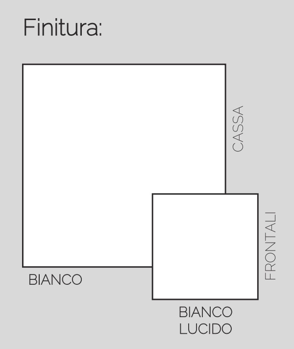 Madia alta 3 ante, 1 cassetto, bianco lucido, made in Italy