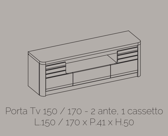 Porta TV bianco laccato e grigio, Made in Italy