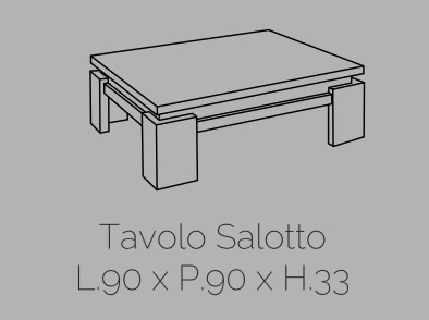 Tavolino da salotto 90 x 90, bianco lucido, Made in Italy