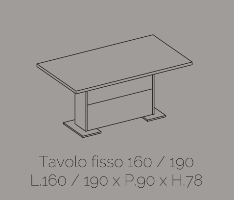 Tavolo fisso L.160, moderno, Ossido e Bianco lucido serigrafato