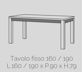 Tavolo fisso L.160, moderno, bianco lucido e grigio
