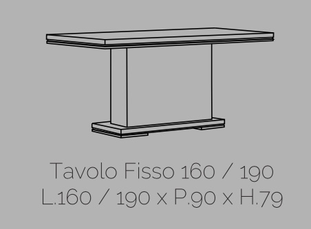 Tavolo bianco lucido fisso L.160, Made in Italy