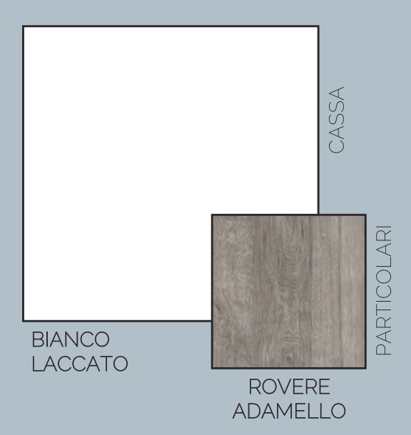 Tavolo moderno allungabile L.180, bianco lucido con piano rovere adamello 