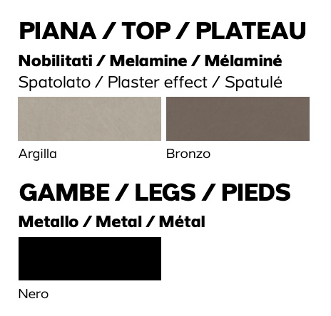 Coppia di tavolini moderni argilla e bronzo, made in Italy