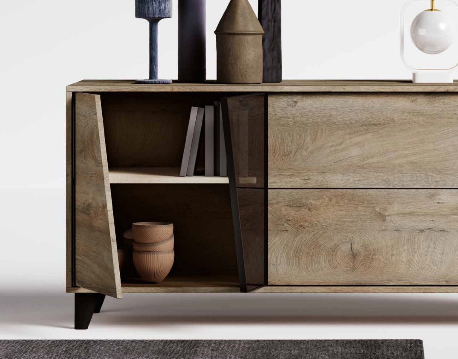 Madia 4 ante 2 cassetti in finitura Bronzo e Bianco Altea, made in Italy