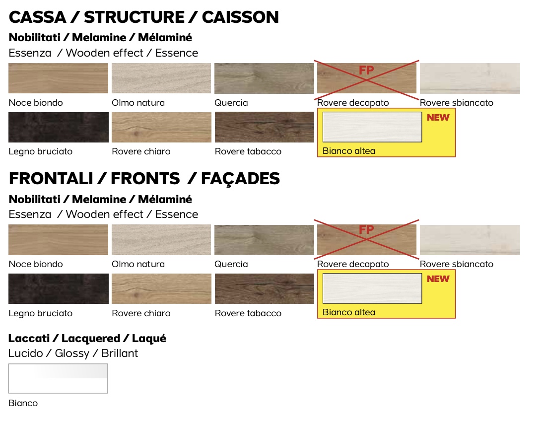 Porta tv, Madia, 4 ante, olmo natura e bianco lucido